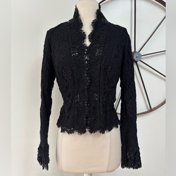 Tadashi Shoji Jackets & Blazers - Vintage Tadashi black lace beaded formal attire jacket 10